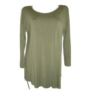 LOLLY WOLLY DOODLE Top Women's Size S Army Green Scoop Neck 3/4 Sleeve Shirt